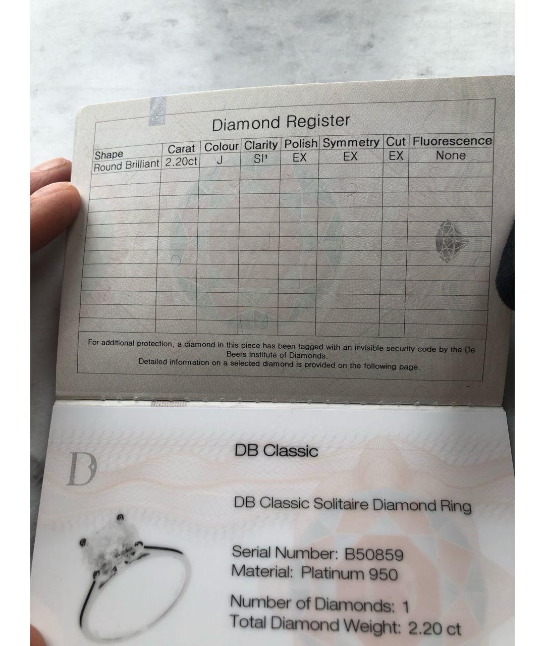 DE BEERS Белое платиновое кольцо, фото 5