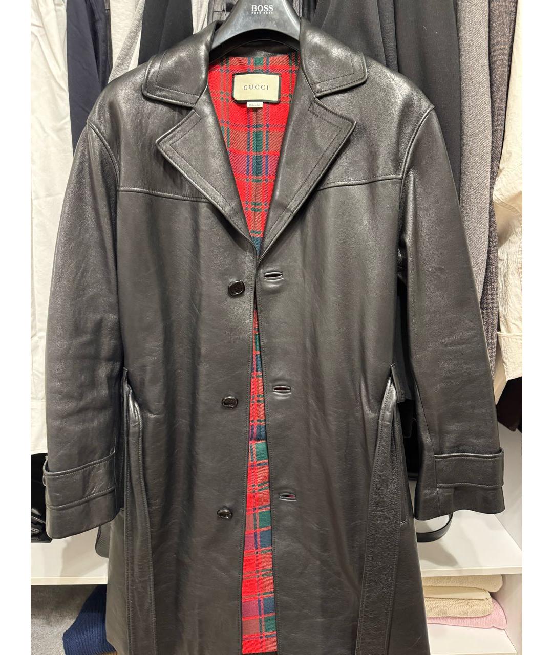 GUCCI Черный кожаный тренч/плащ, фото 6