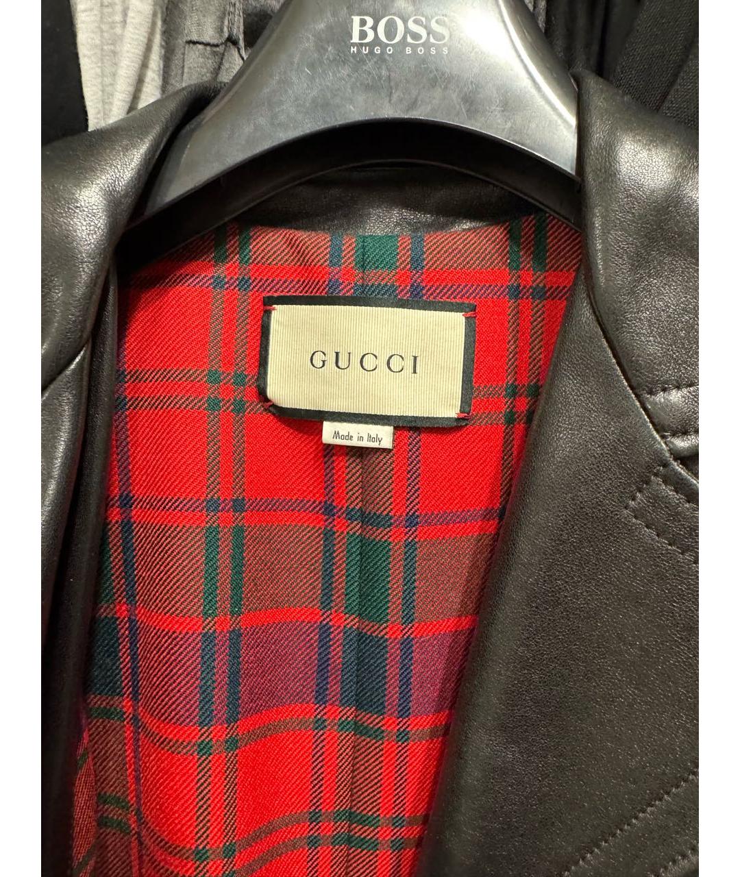 GUCCI Черный кожаный тренч/плащ, фото 3