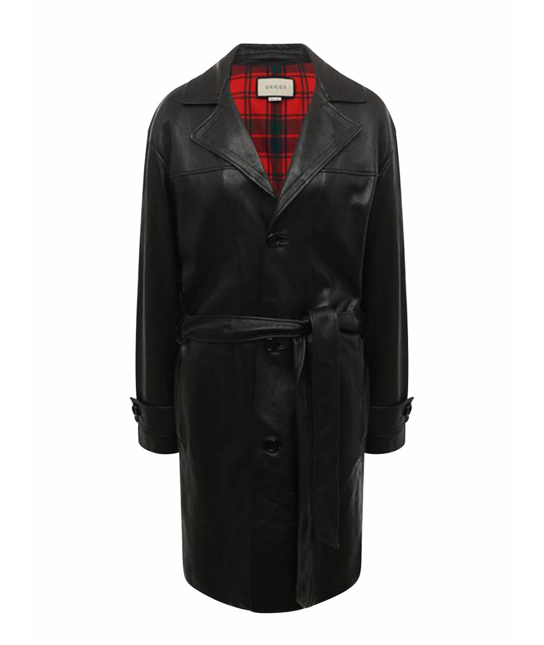 GUCCI Черный кожаный тренч/плащ, фото 1