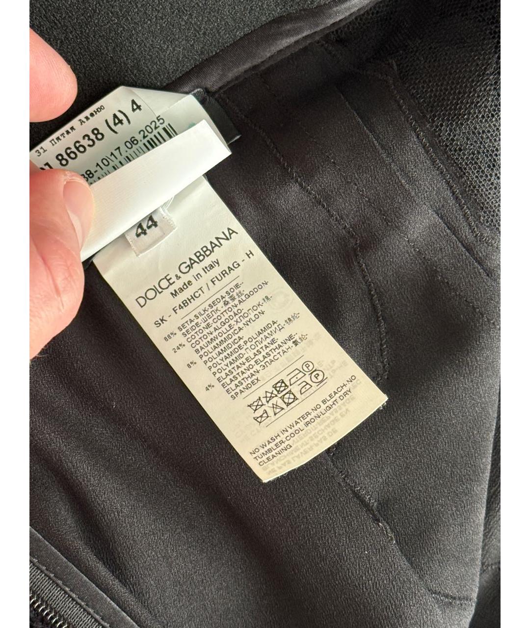 DOLCE&GABBANA Черная шелковая юбка миди, фото 8