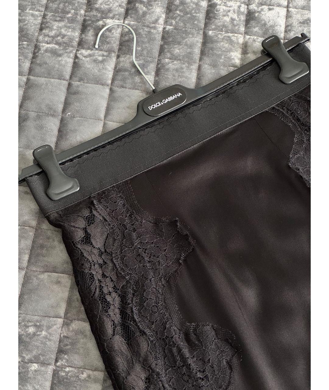DOLCE&GABBANA Черная шелковая юбка миди, фото 5