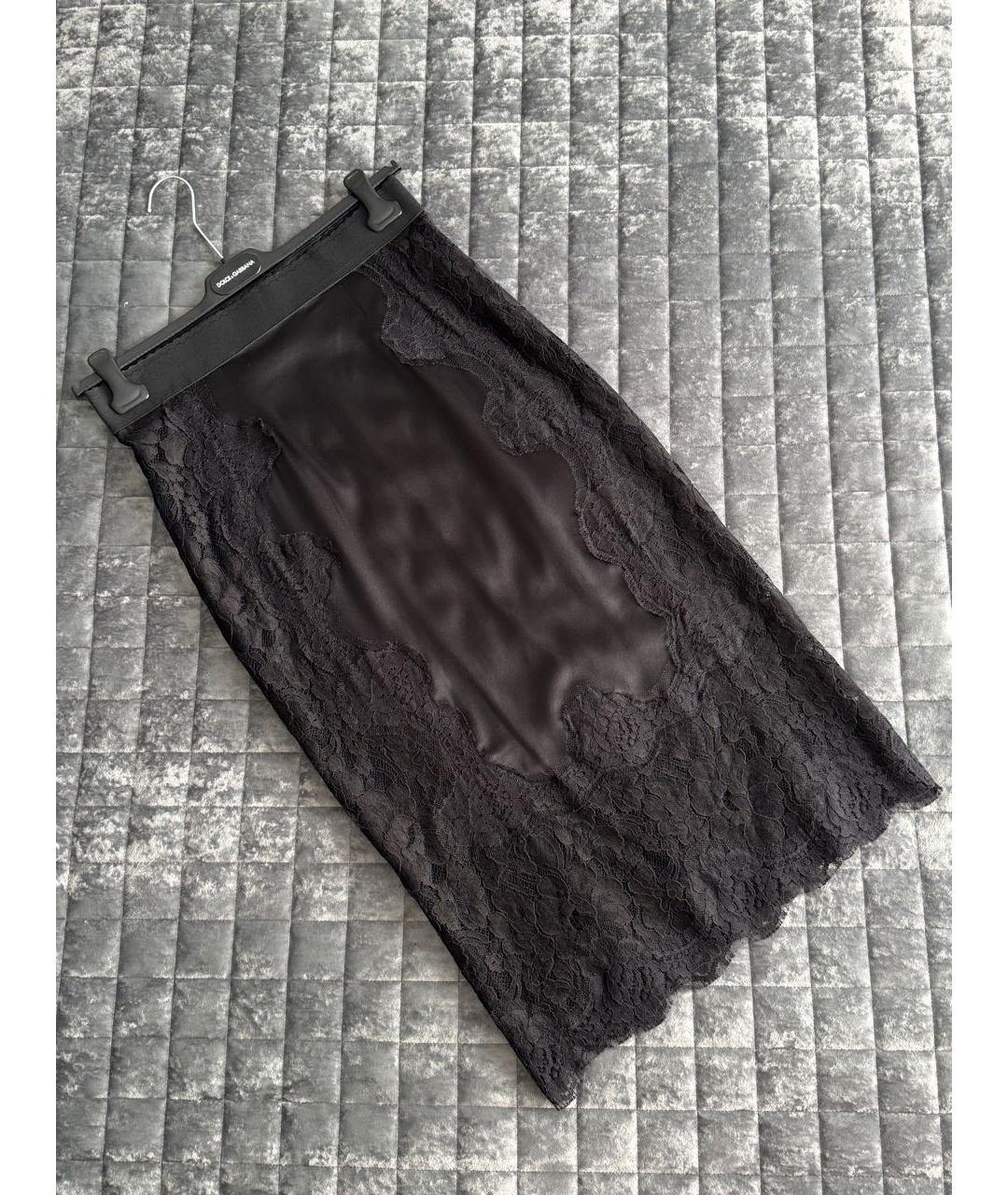 DOLCE&GABBANA Черная шелковая юбка миди, фото 3