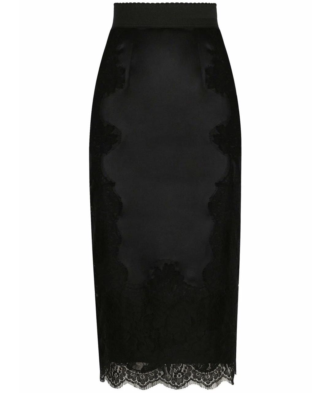 DOLCE&GABBANA Черная шелковая юбка миди, фото 9