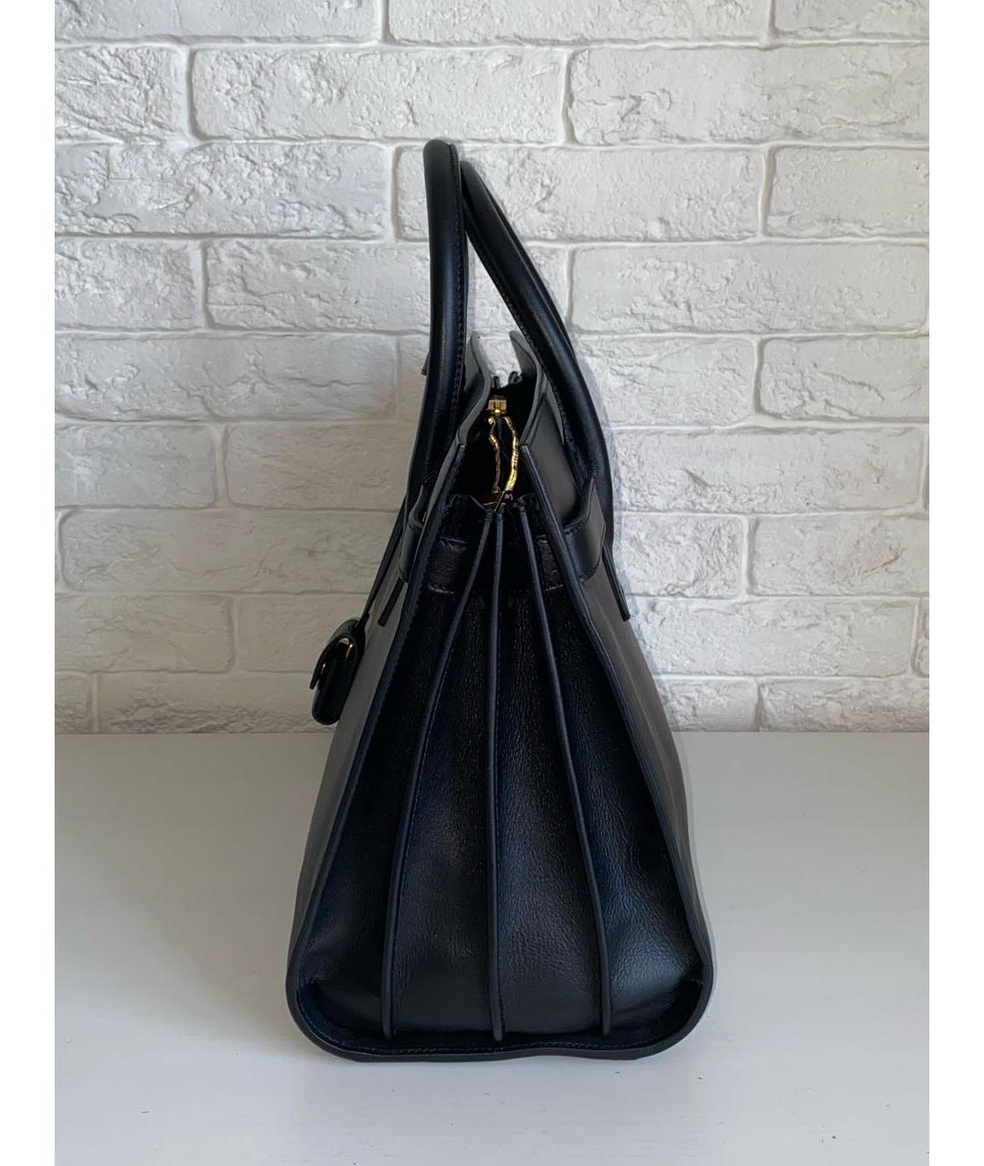 SAINT LAURENT Черная кожаная сумка с короткими ручками, фото 4