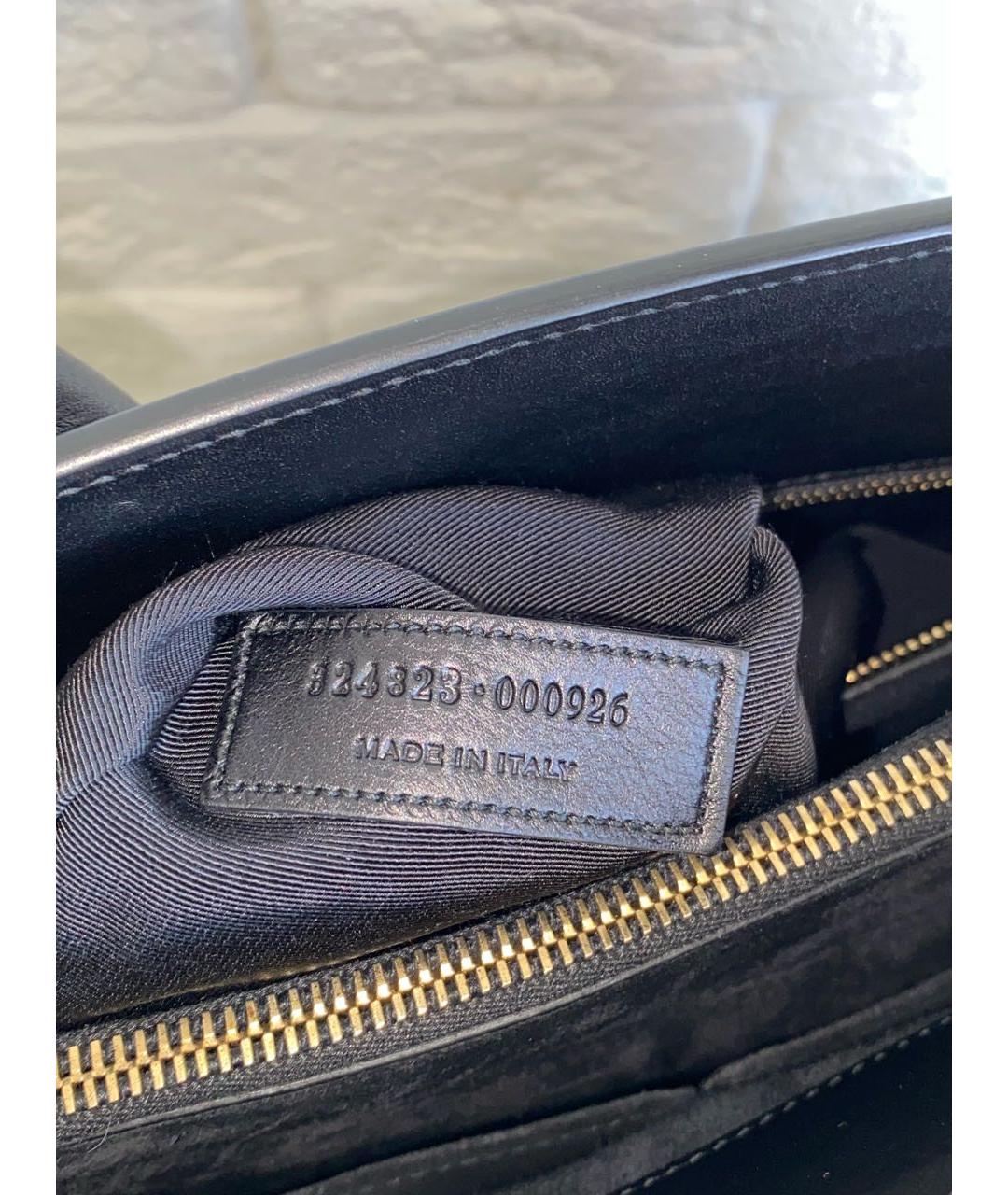 SAINT LAURENT Черная кожаная сумка с короткими ручками, фото 8