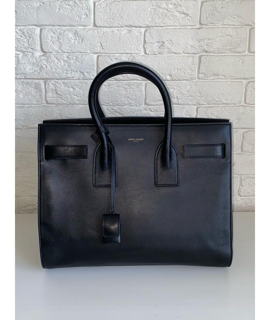 SAINT LAURENT Черная кожаная сумка с короткими ручками, фото 9