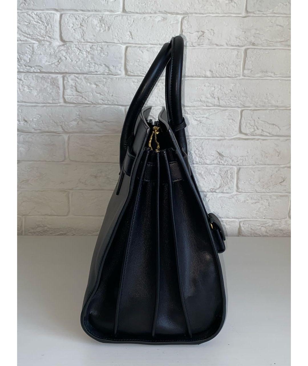 SAINT LAURENT Черная кожаная сумка с короткими ручками, фото 3