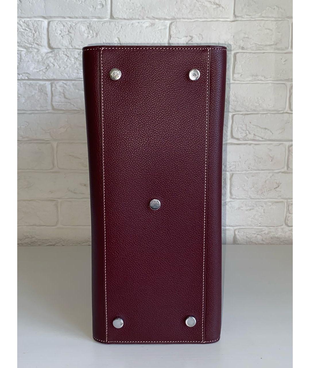 SAINT LAURENT Бордовая кожаная сумка с короткими ручками, фото 6