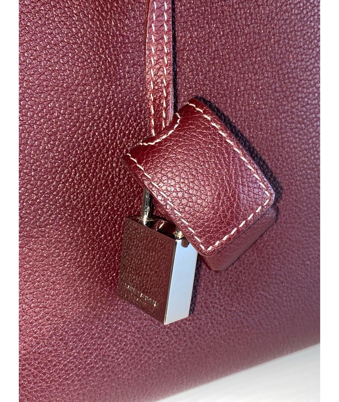 SAINT LAURENT Бордовая кожаная сумка с короткими ручками, фото 8