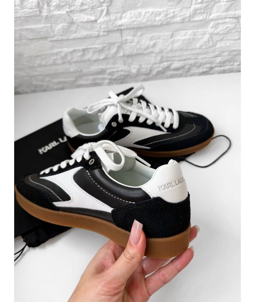 KARL LAGERFELD Черные кожаные кеды, фото 4