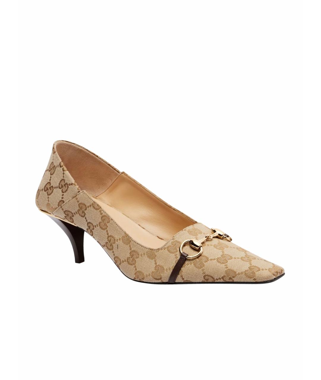 GUCCI Бежевые текстильные туфли, фото 1