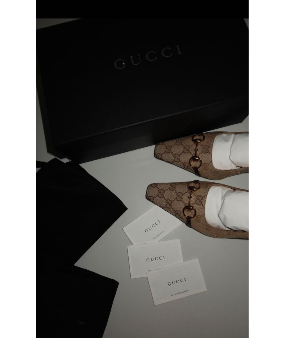 GUCCI Бежевые текстильные туфли, фото 4