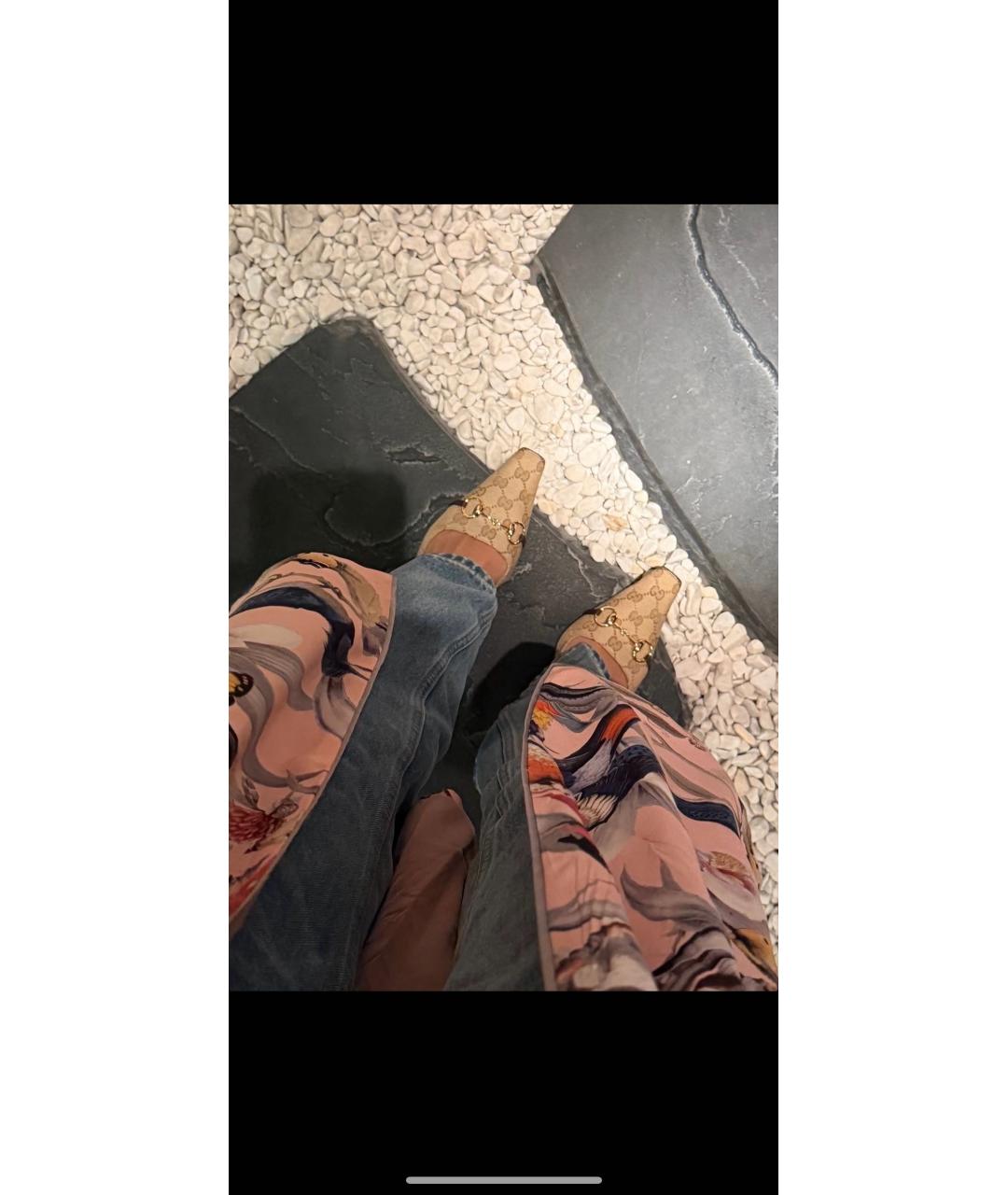 GUCCI Бежевые текстильные туфли, фото 5