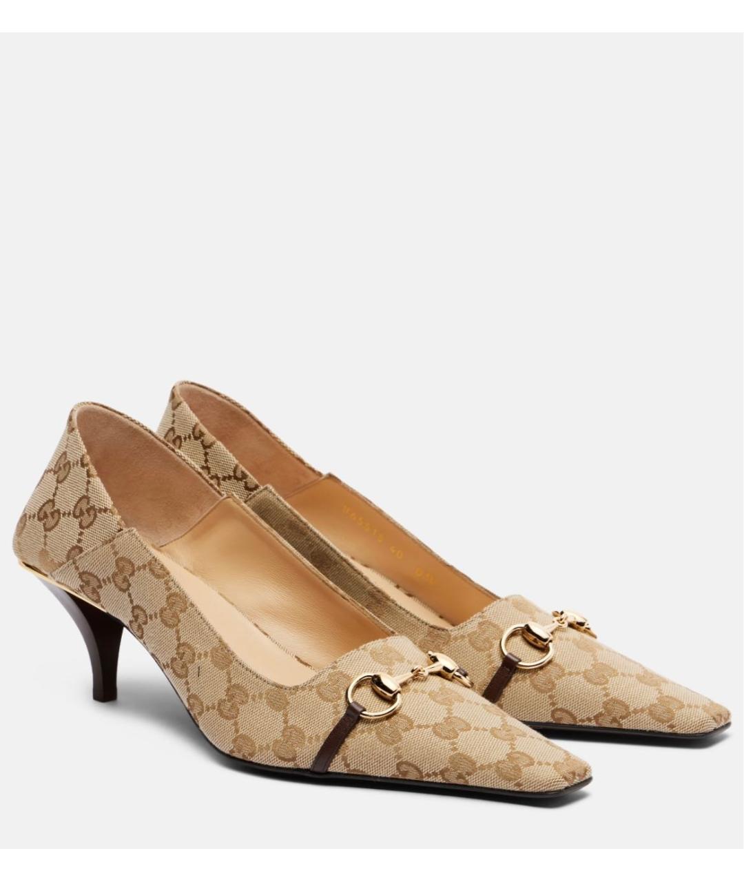 GUCCI Бежевые текстильные туфли, фото 7