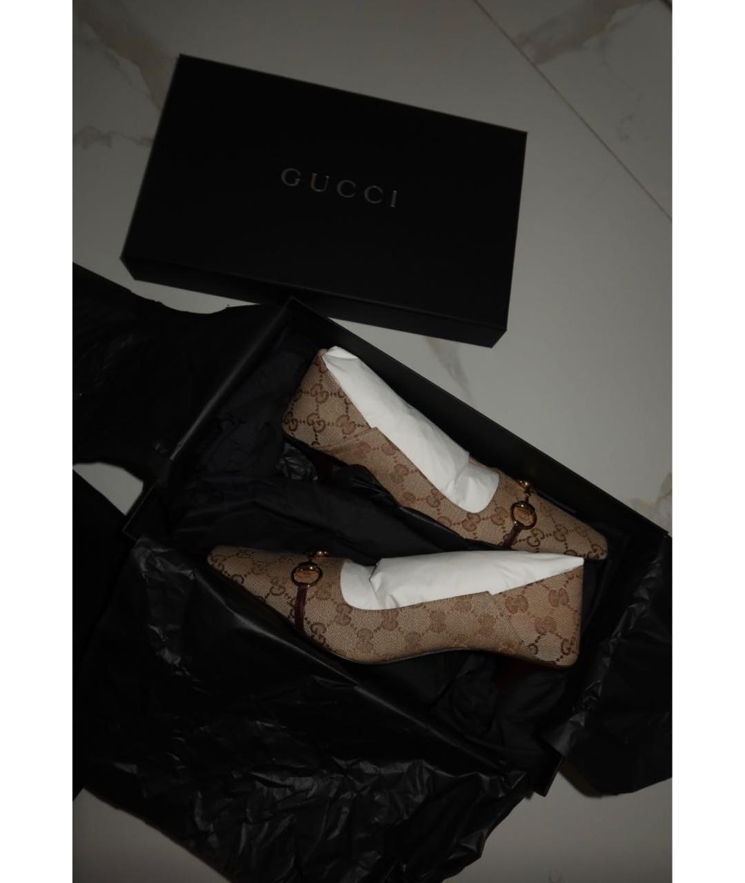 GUCCI Бежевые текстильные туфли, фото 2