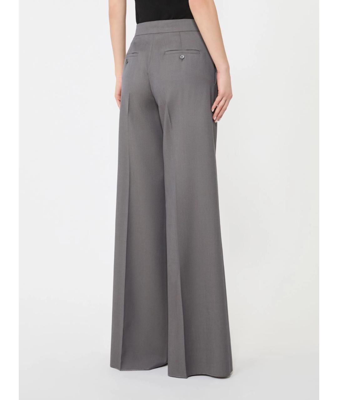 MAX MARA Серые шерстяные прямые брюки, фото 4