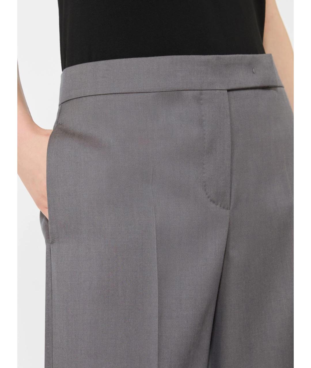 MAX MARA Серые шерстяные прямые брюки, фото 5