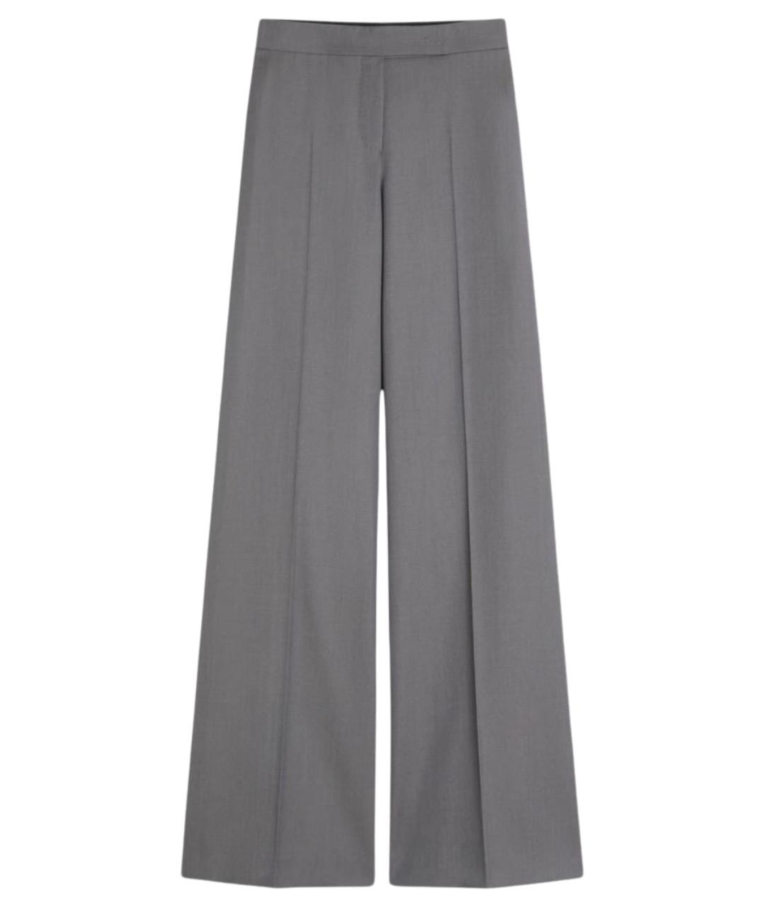 MAX MARA Серые шерстяные прямые брюки, фото 1