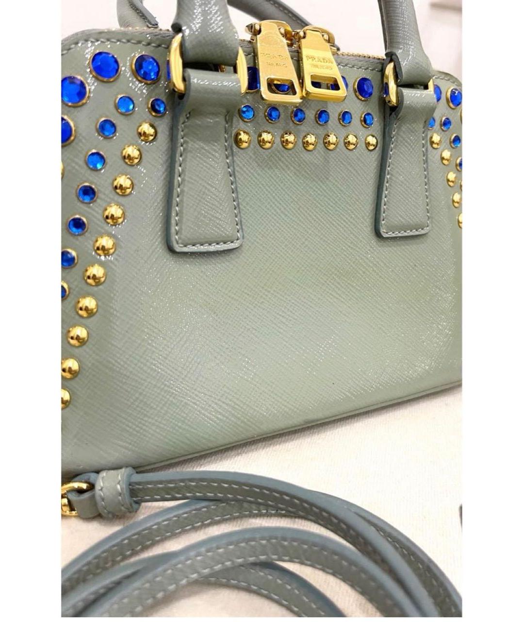 PRADA Зеленая сумка с короткими ручками из лакированной кожи, фото 3