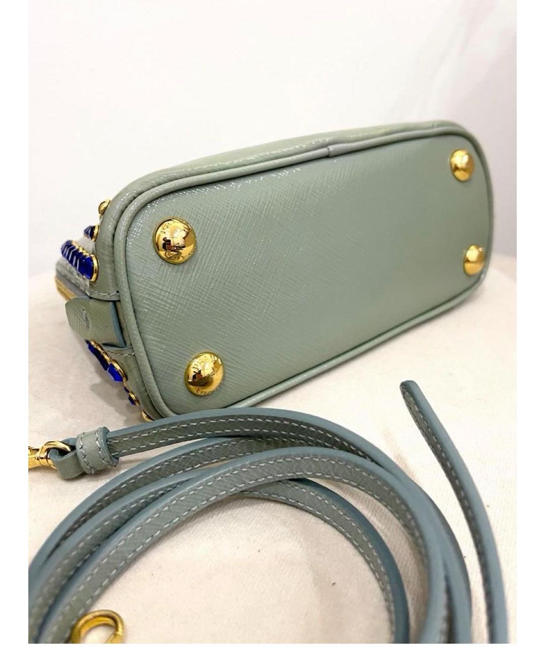 PRADA Зеленая сумка с короткими ручками из лакированной кожи, фото 4