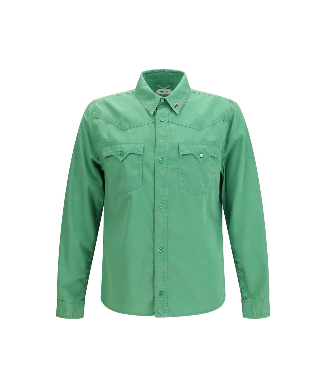 VERSACE Зеленая хлопковая кэжуал рубашка, фото 1