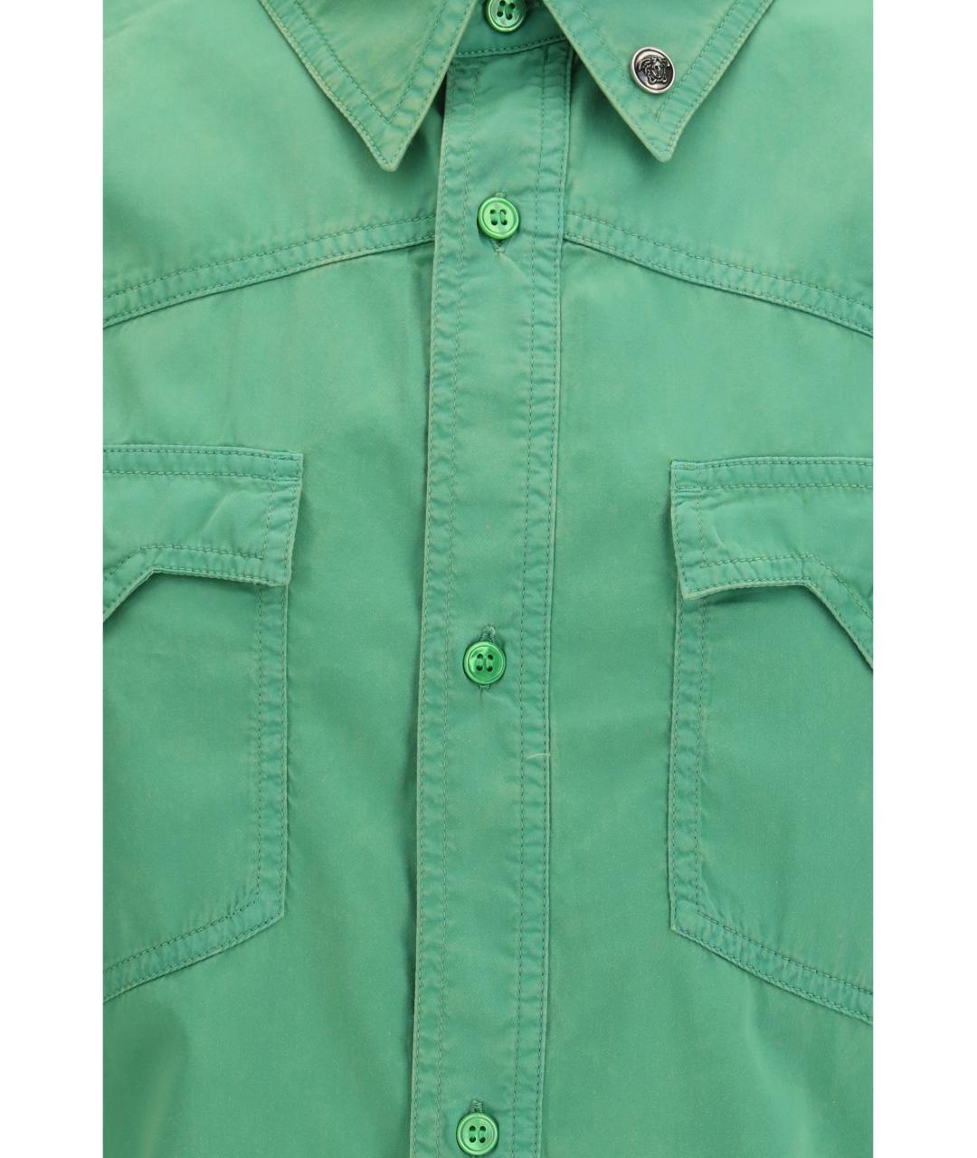 VERSACE Зеленая хлопковая кэжуал рубашка, фото 3