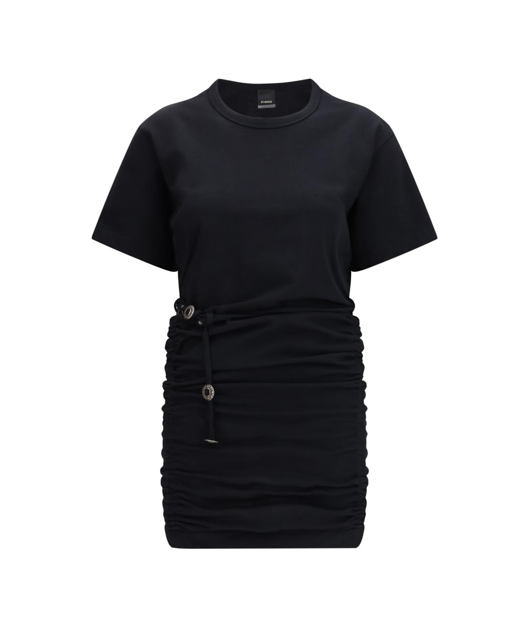 PINKO Черное хлопковое повседневное платье, фото 1