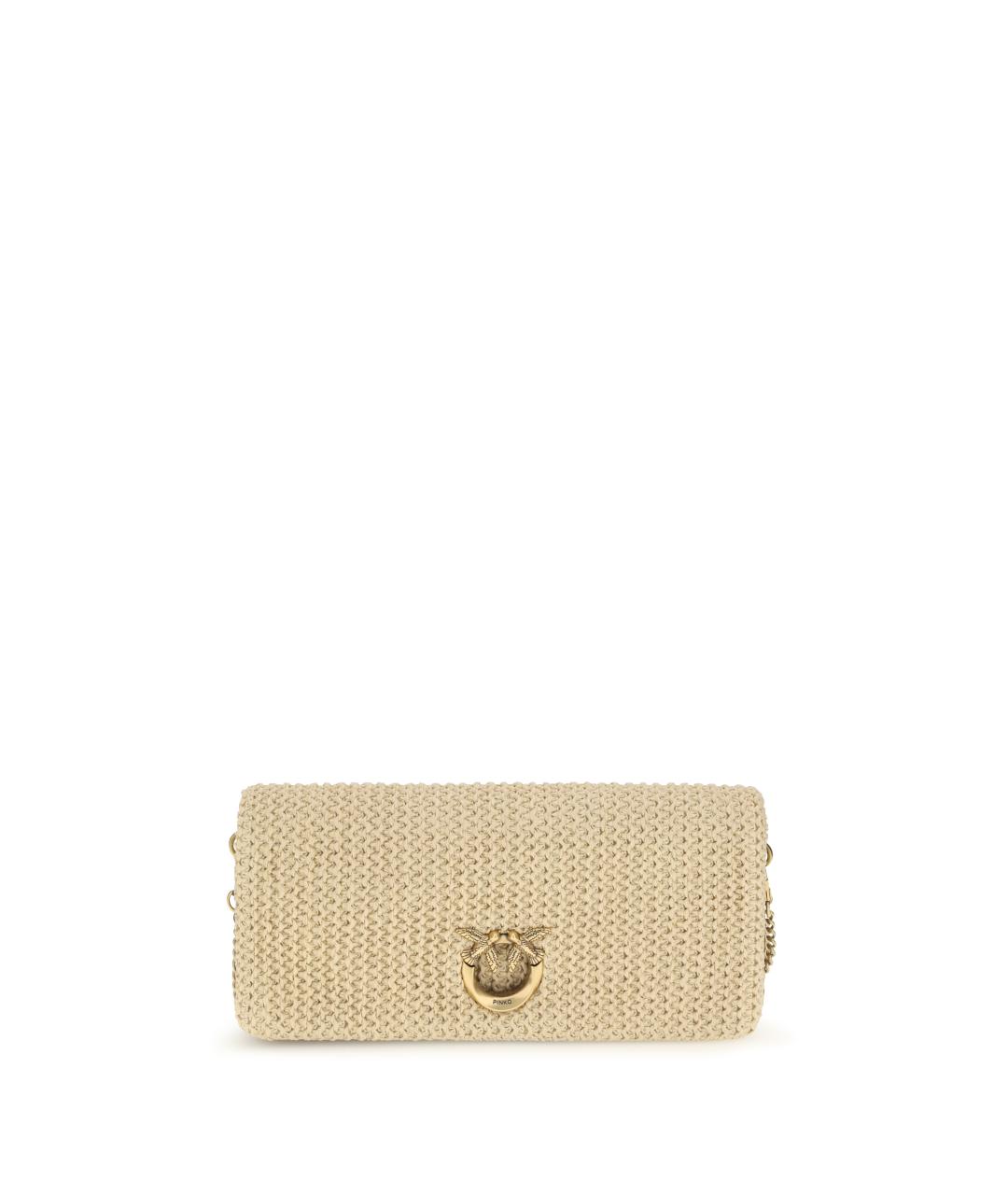 PINKO Бежевая пелетеная сумка через плечо, фото 1