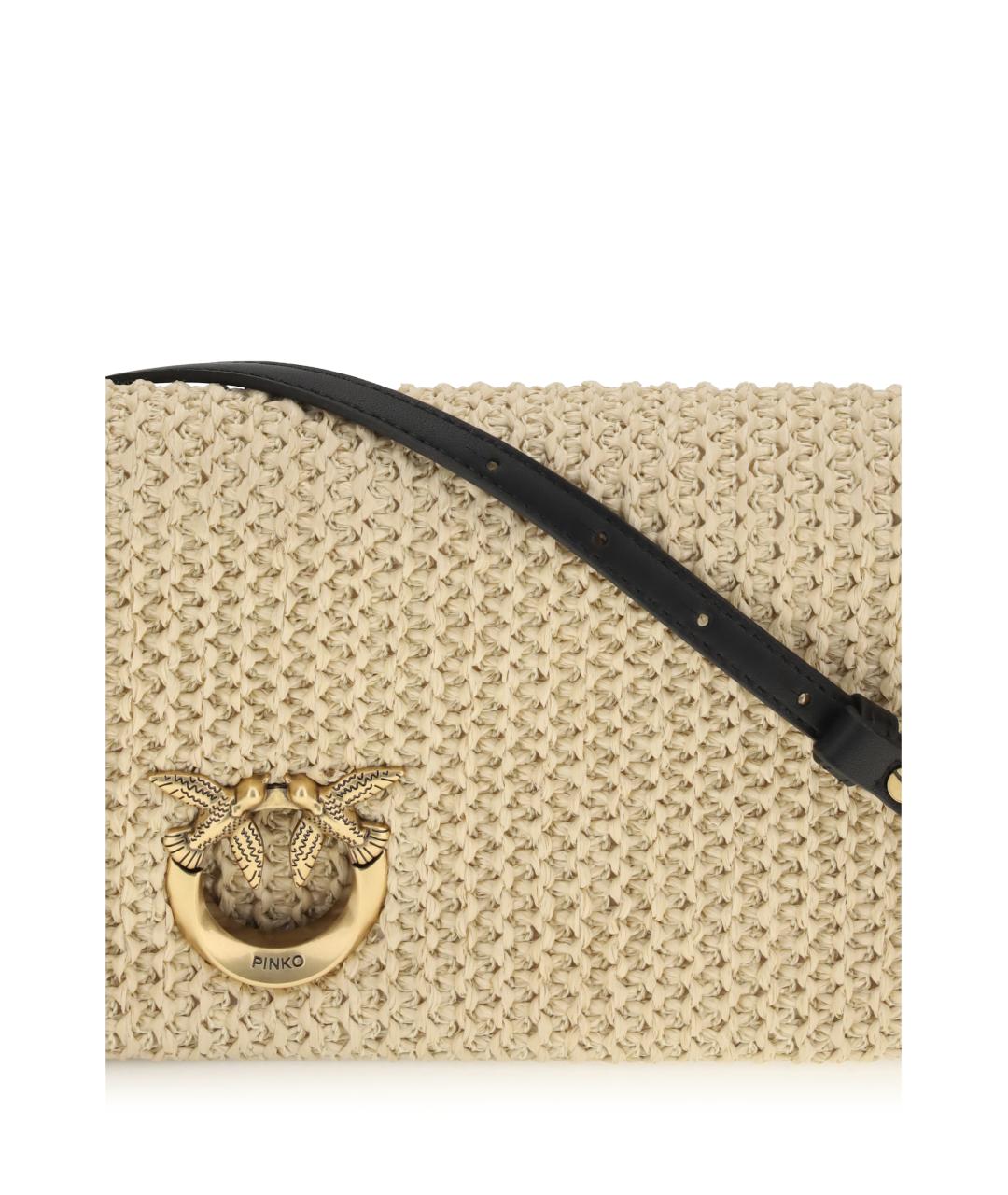 PINKO Бежевая пелетеная сумка через плечо, фото 4