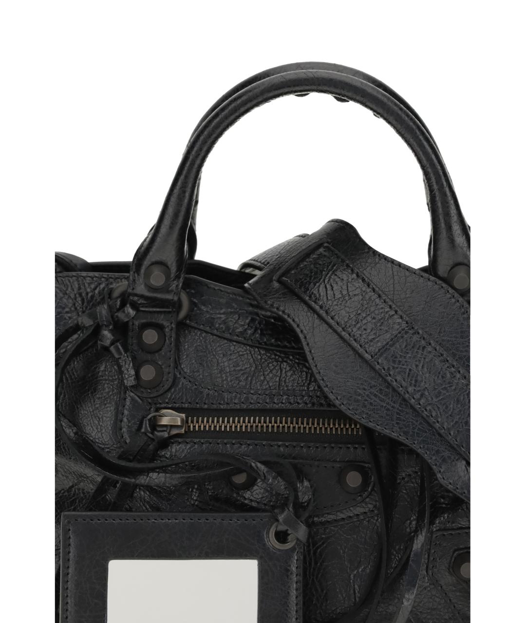 BALENCIAGA Черная кожаная сумка тоут, фото 3