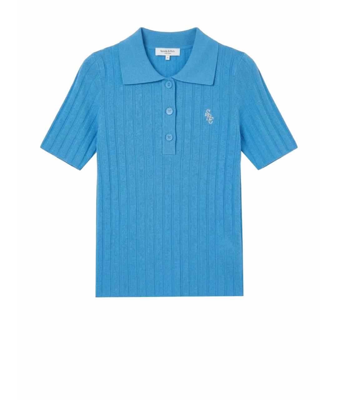 SPORTY AND RICH Синяя полиамидовая футболка, фото 1