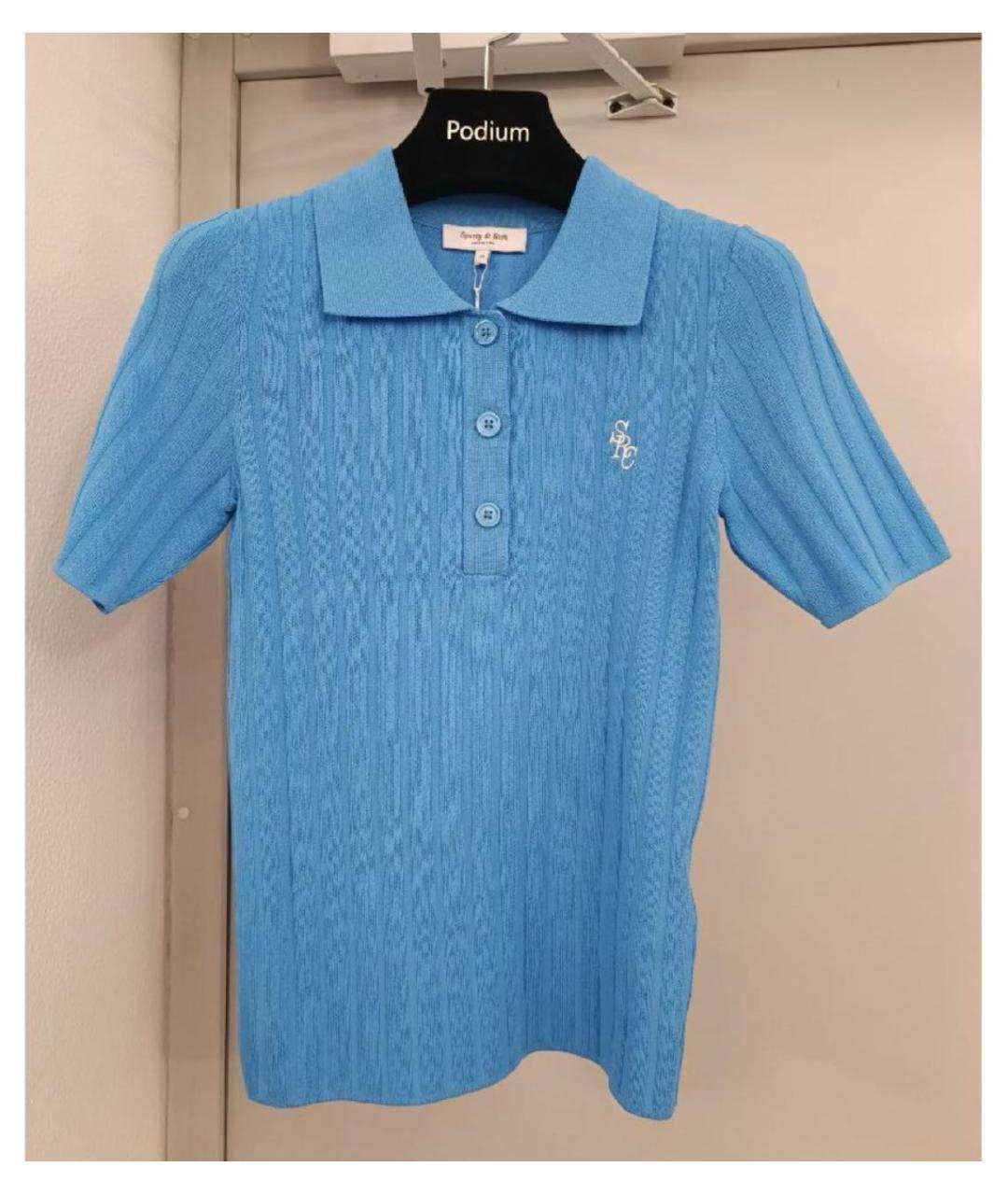 SPORTY AND RICH Синяя полиамидовая футболка, фото 8