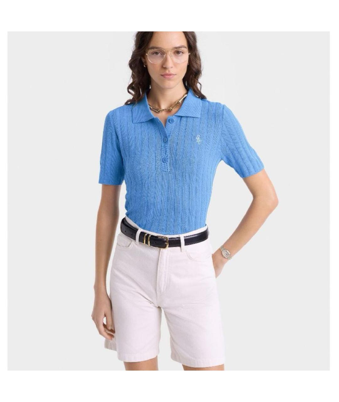 SPORTY AND RICH Синяя полиамидовая футболка, фото 6