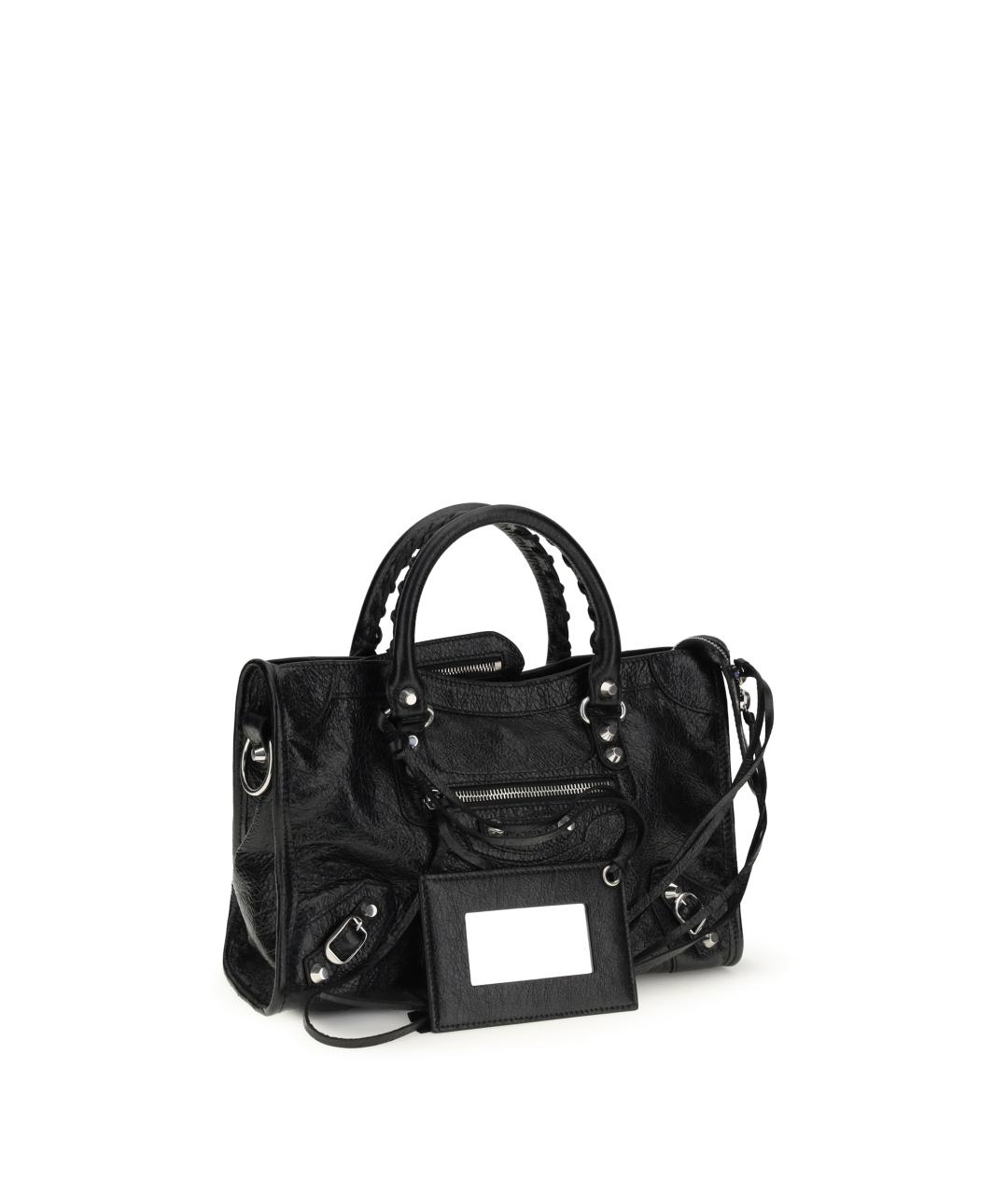 BALENCIAGA Черная кожаная сумка тоут, фото 2