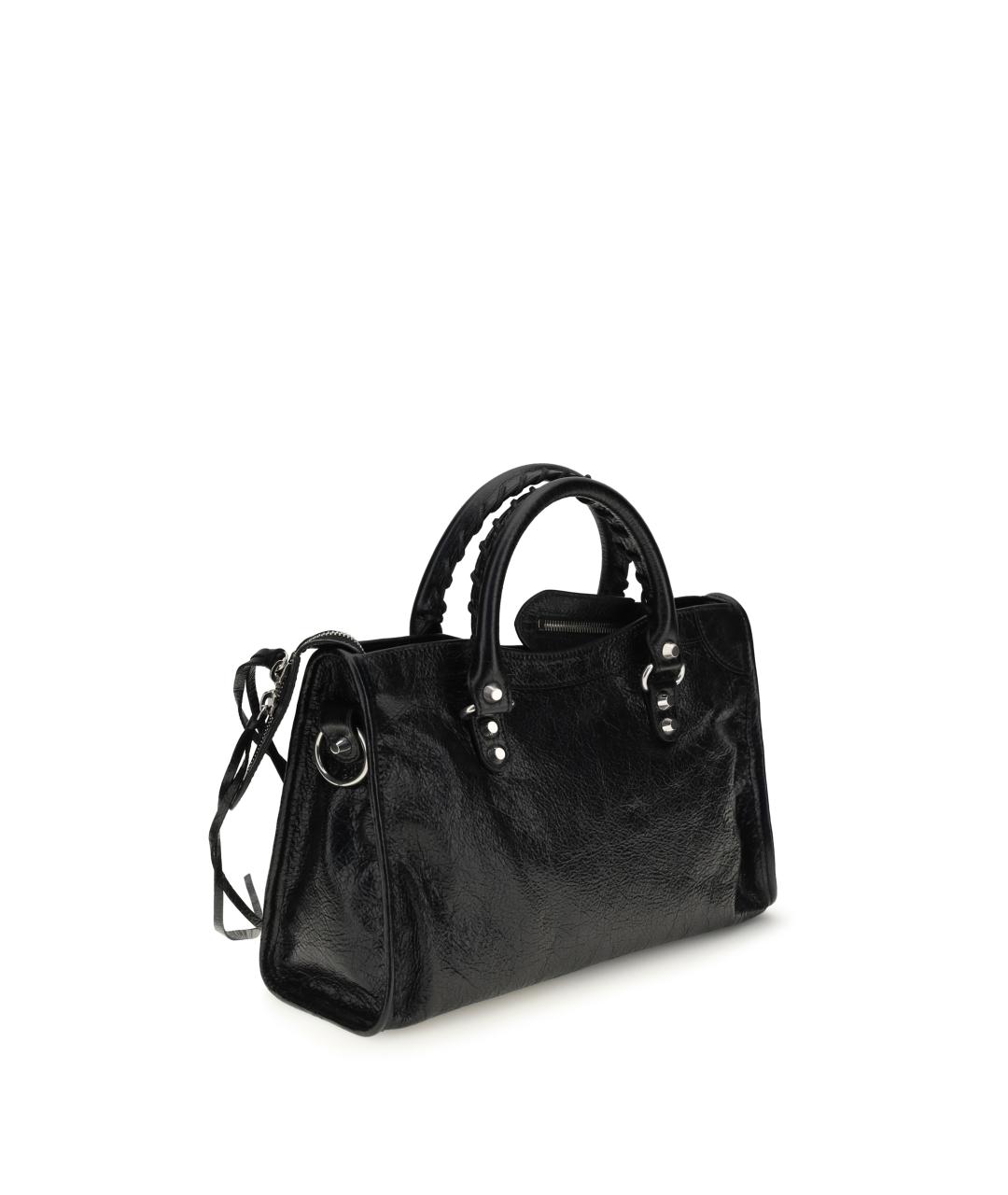 BALENCIAGA Черная кожаная сумка тоут, фото 3
