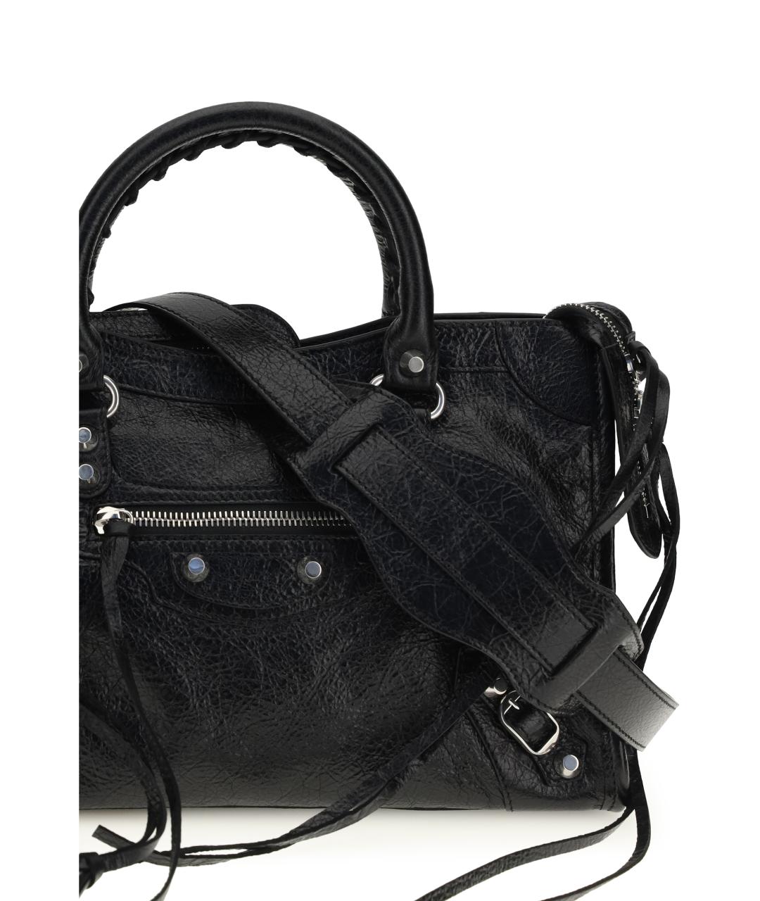 BALENCIAGA Черная кожаная сумка тоут, фото 4