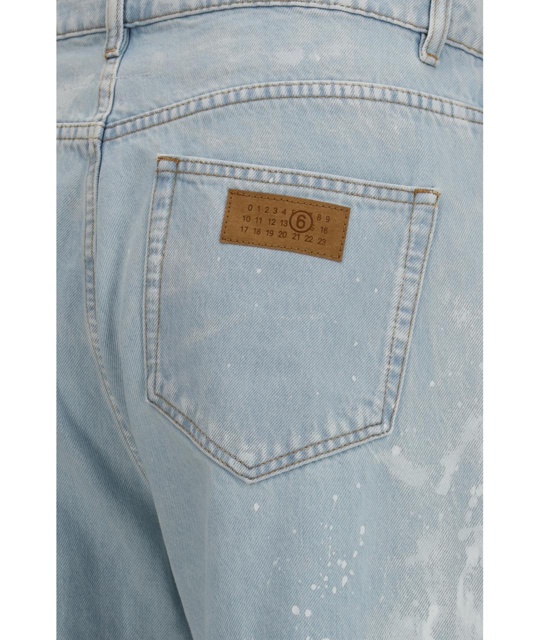 MM6 MAISON MARGIELA Голубые хлопковые прямые джинсы, фото 3