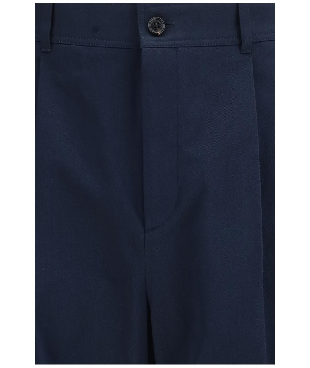 VALENTINO Темно-синие хлопковые повседневные брюки, фото 3