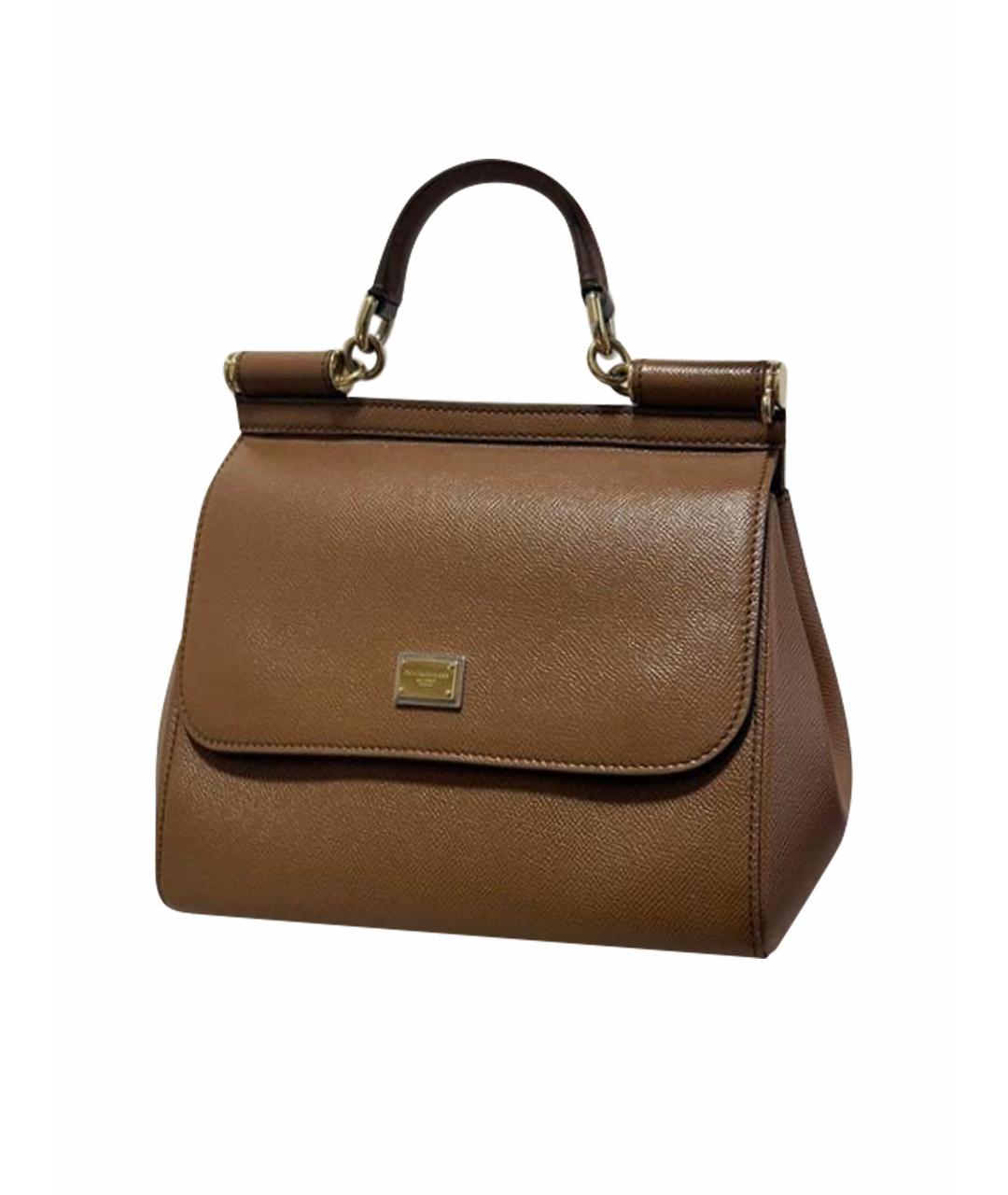 DOLCE&GABBANA Коричневая кожаная сумка тоут, фото 1