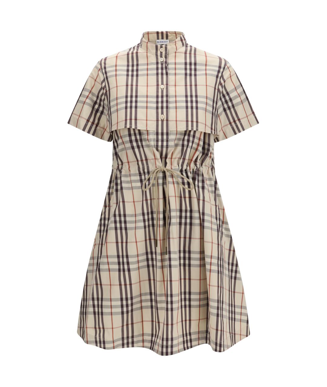 BURBERRY Бежевое хлопковое повседневное платье, фото 1
