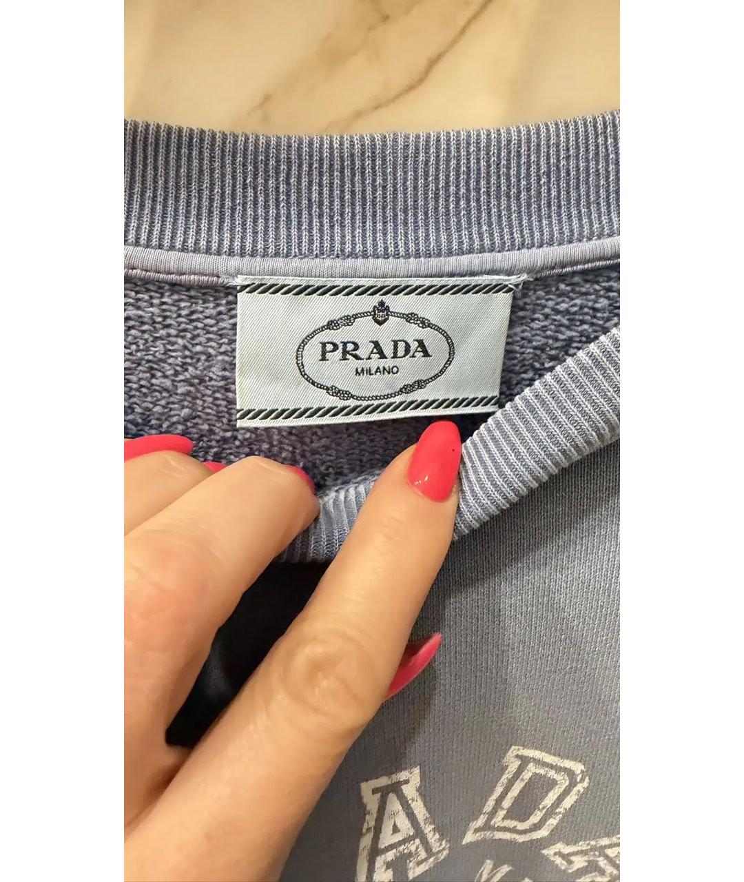 PRADA Голубой хлопковый джемпер / свитер, фото 4