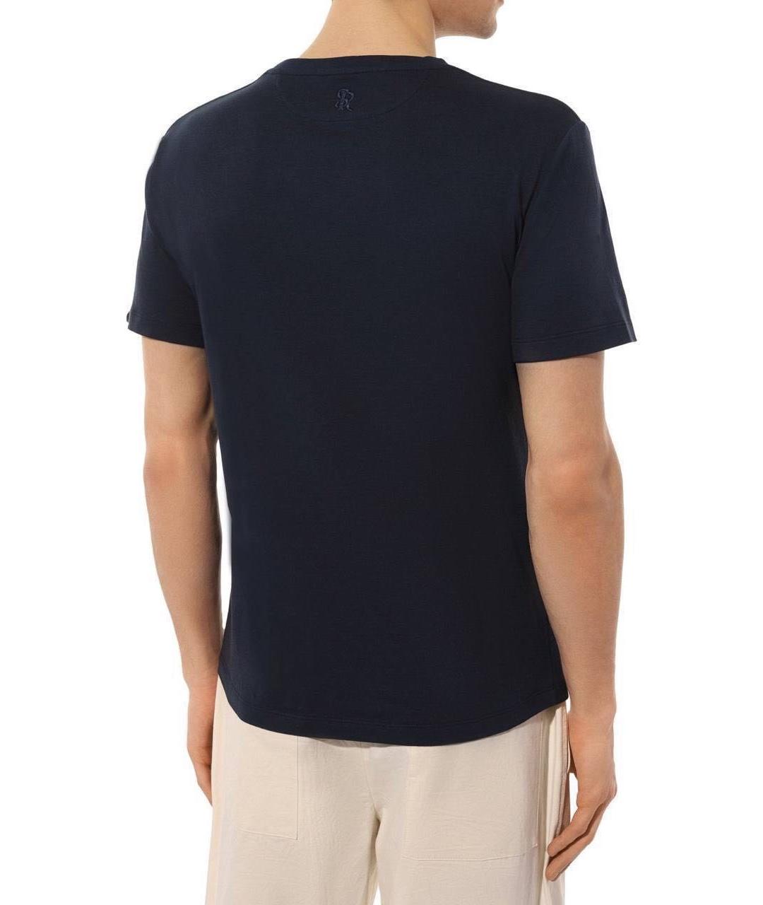 STEFANO RICCI Темно-синяя хлопковая футболка, фото 3