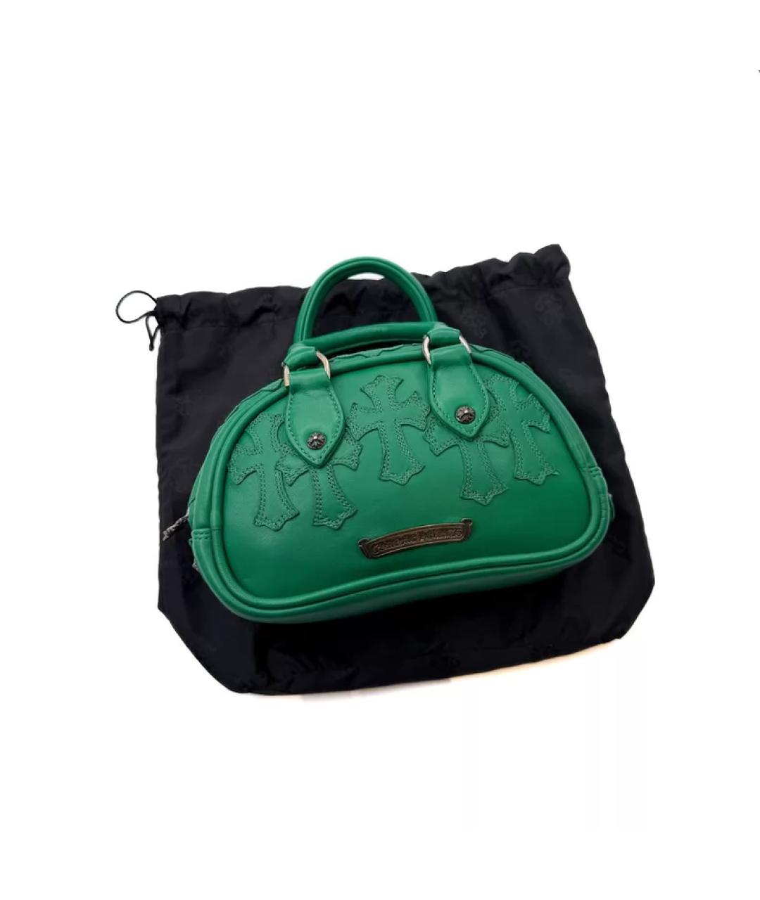CHROME HEARTS Зеленая кожаная сумка с короткими ручками, фото 3