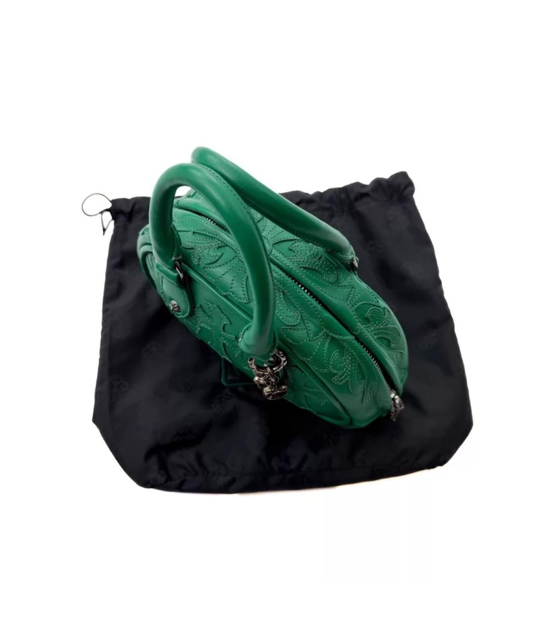 CHROME HEARTS Зеленая кожаная сумка с короткими ручками, фото 2