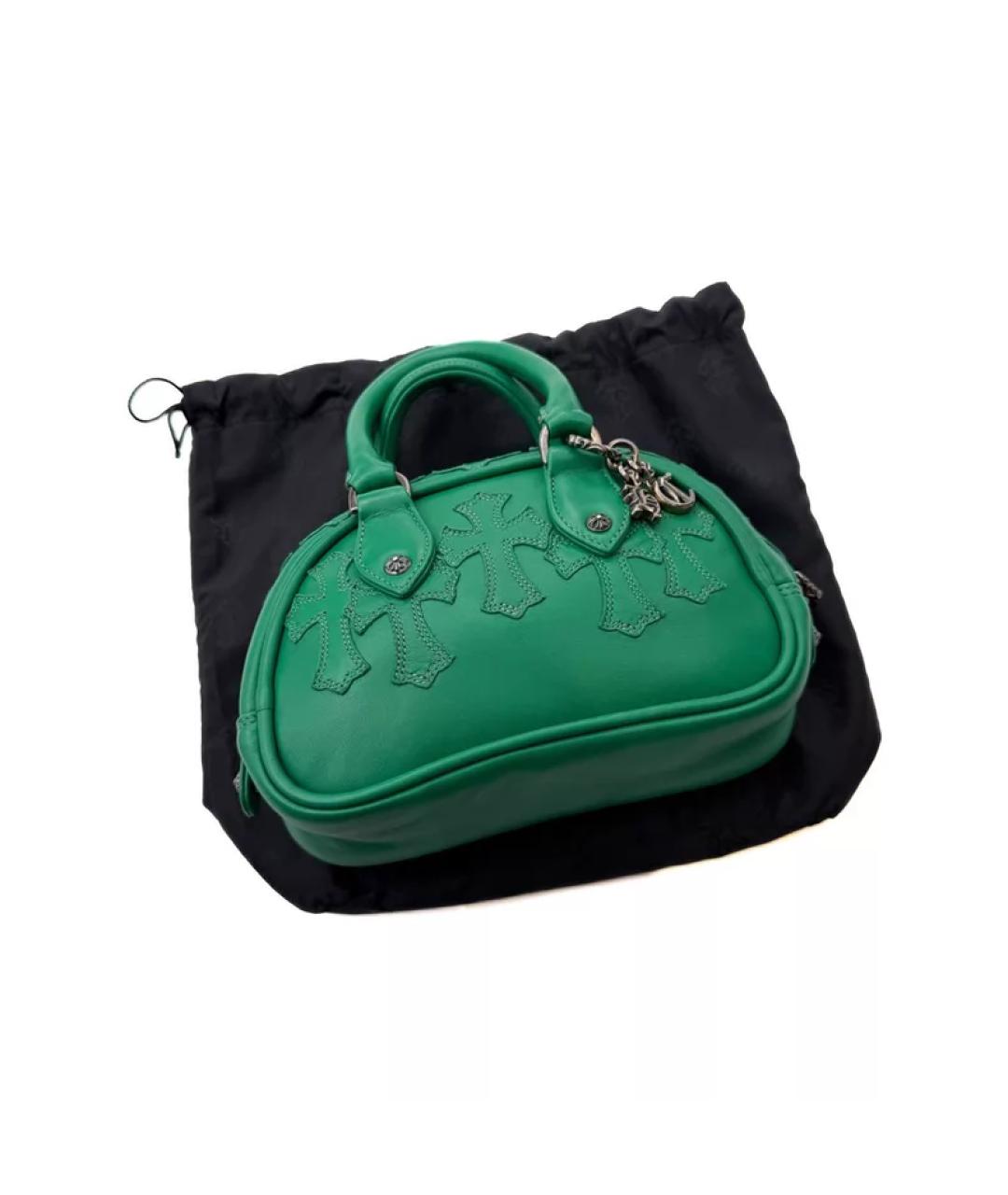 CHROME HEARTS Зеленая кожаная сумка с короткими ручками, фото 4
