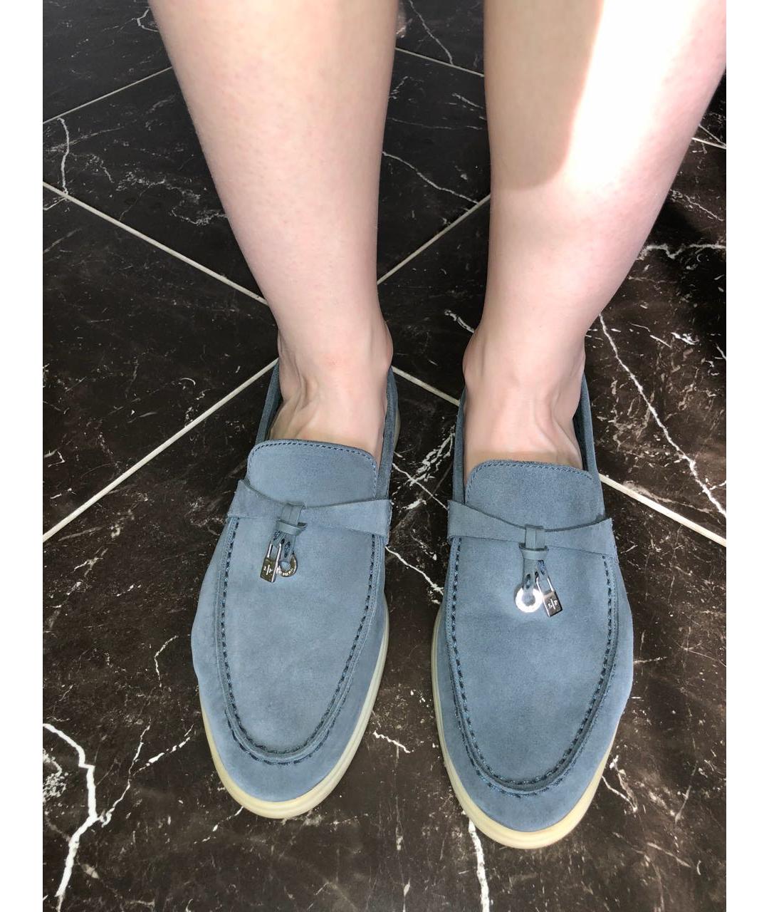 LORO PIANA Синие замшевые лоферы, фото 2