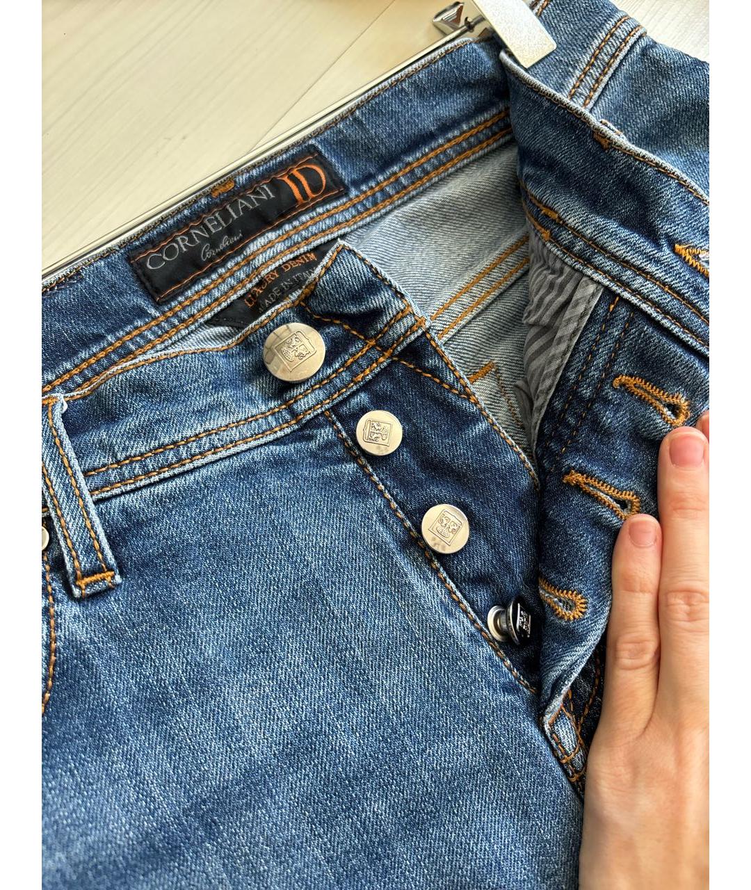 CORNELIANI Синие хлопковые джинсы скинни, фото 5