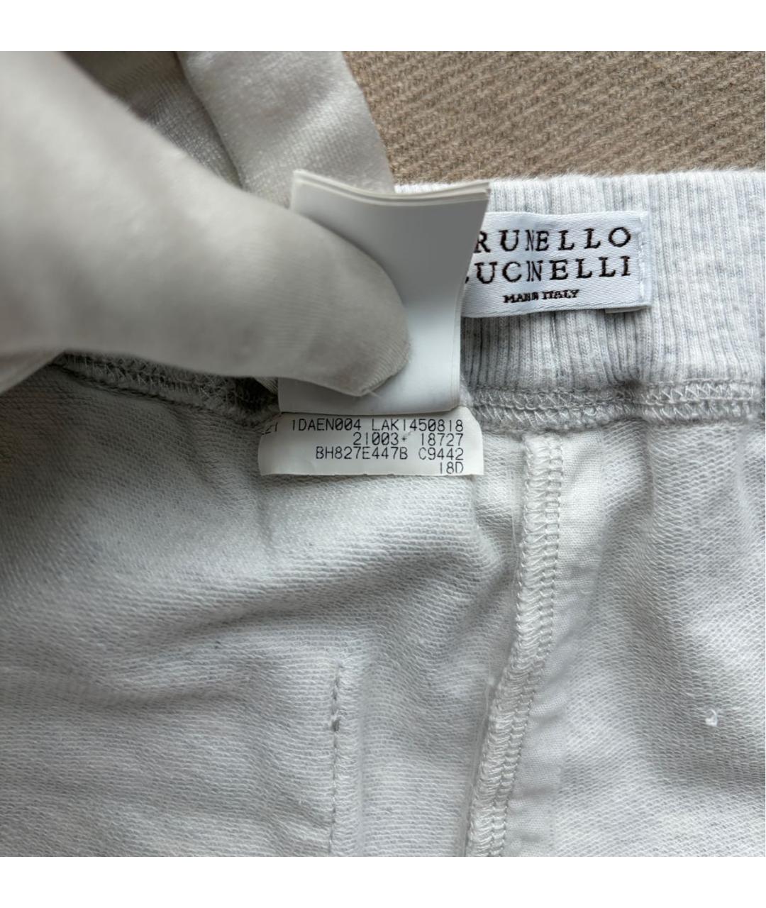 BRUNELLO CUCINELLI Серые хлопковые брюки и шорты, фото 7