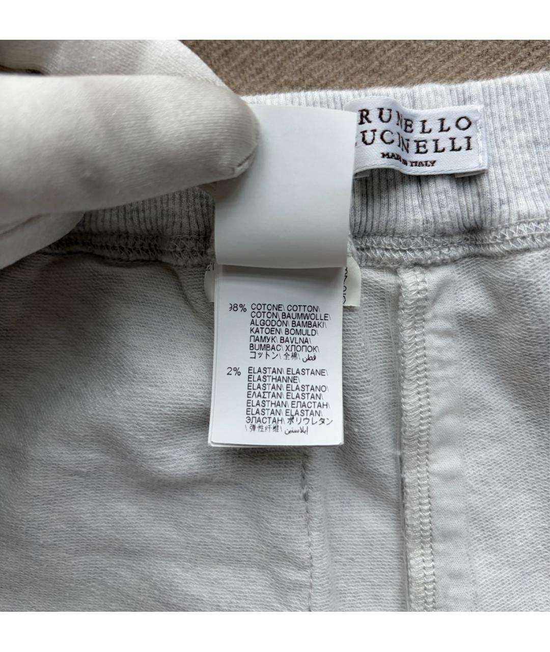 BRUNELLO CUCINELLI Серые хлопковые брюки и шорты, фото 6